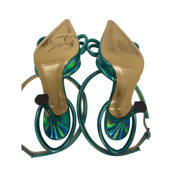 Mach & Mach Pumps Women's Double Bow Ankle Iridescent Leather  EU 36.5 US 6.5 - Picture 10 of 11